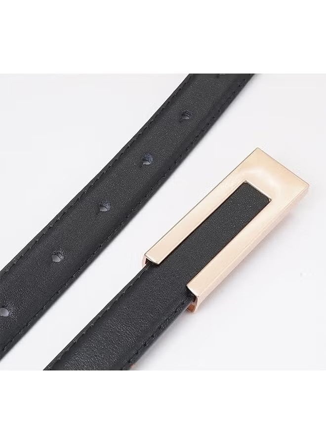 Ba Love Women's Tight Belt Thin Belt with Gold Buckle Dress (Black) - Image 4