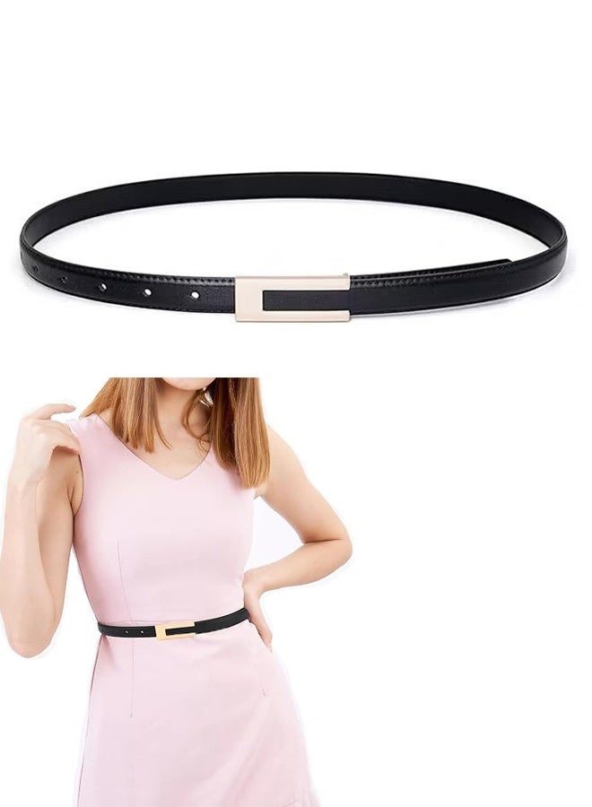 Ba Love Women's Tight Belt Thin Belt with Gold Buckle Dress (Black) - Image 1