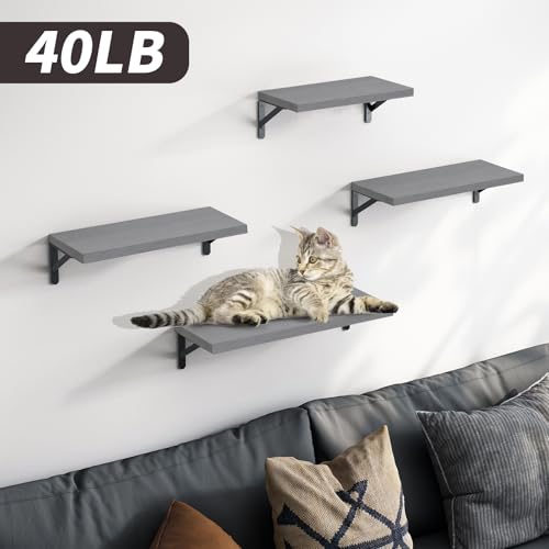 YGEOMER Floating Shelves for Wall, Different Sizes Gray Wall Shelves for Living Room, Bathroom, Bedroom, Kitchen, Home Decor (Set of 4) - Image 4