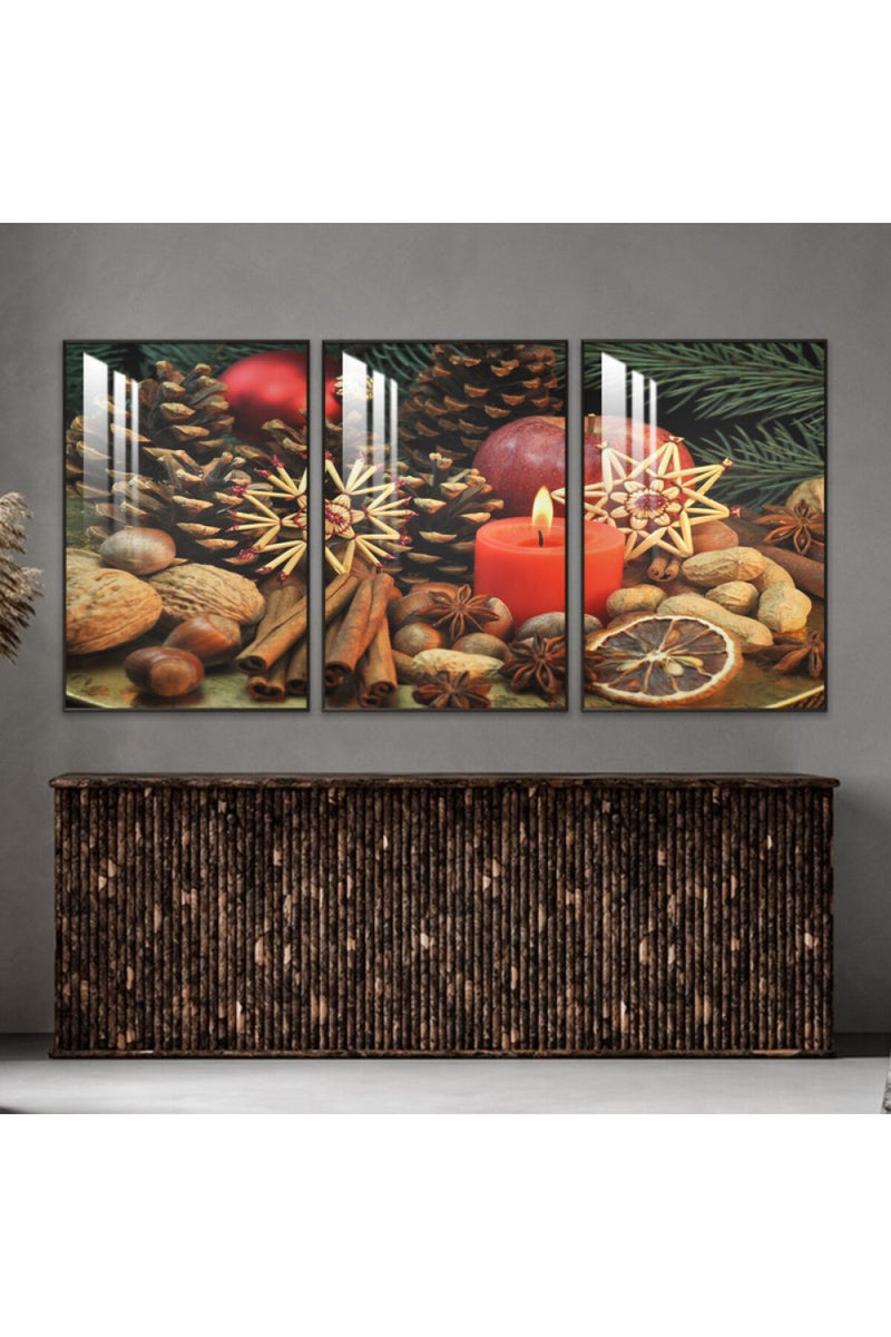 ماركتنا ثلاث لوحات جدارية خشبية بإطار وطبقة أكريليك شفافة - Image 1