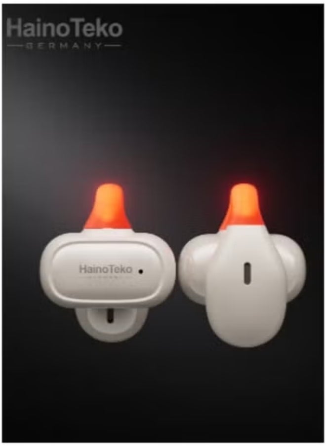 Haino Teko OWS-H5 True Wireless Bluetooth Earphones – High-Fidelity Stereo Sound with Built-In Mic | Touch Control, Long Battery Life & Lightweight Fit | Wireless Earbuds for Android, Music, Calls, Sports & Daily Use | Noise Reduction & Charging Case Included – White  - Image 2