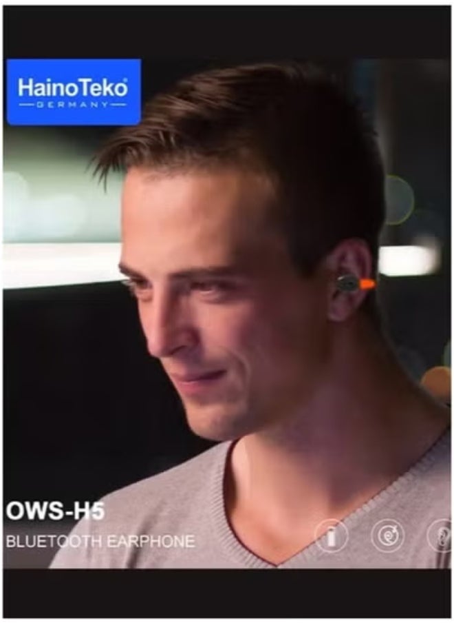 Haino Teko OWS-H5 True Wireless Bluetooth Earphones – High-Fidelity Stereo Sound with Built-In Mic | Touch Control, Long Battery Life & Lightweight Fit | Wireless Earbuds for Android, Music, Calls, Sports & Daily Use | Noise Reduction & Charging Case Included – White  - Image 4