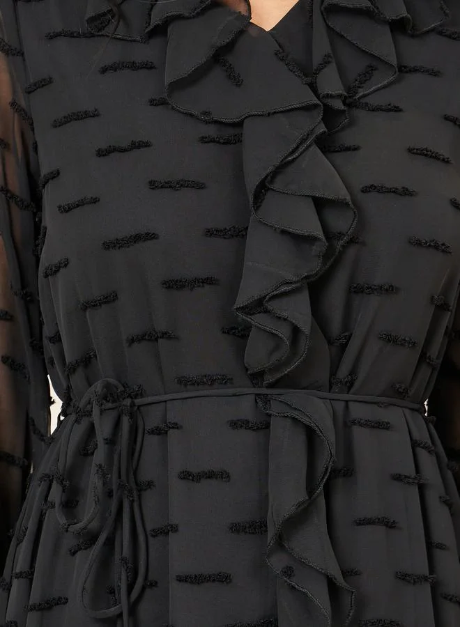 Styli Ruffle Trim Midi Dress