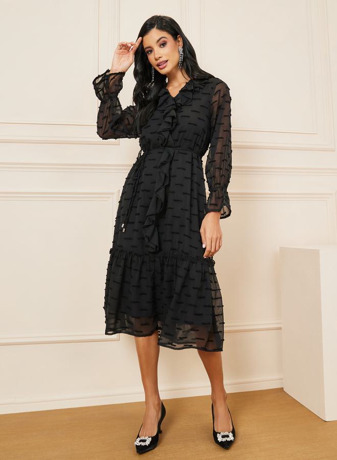 Styli Ruffle Trim Midi Dress - Image 1