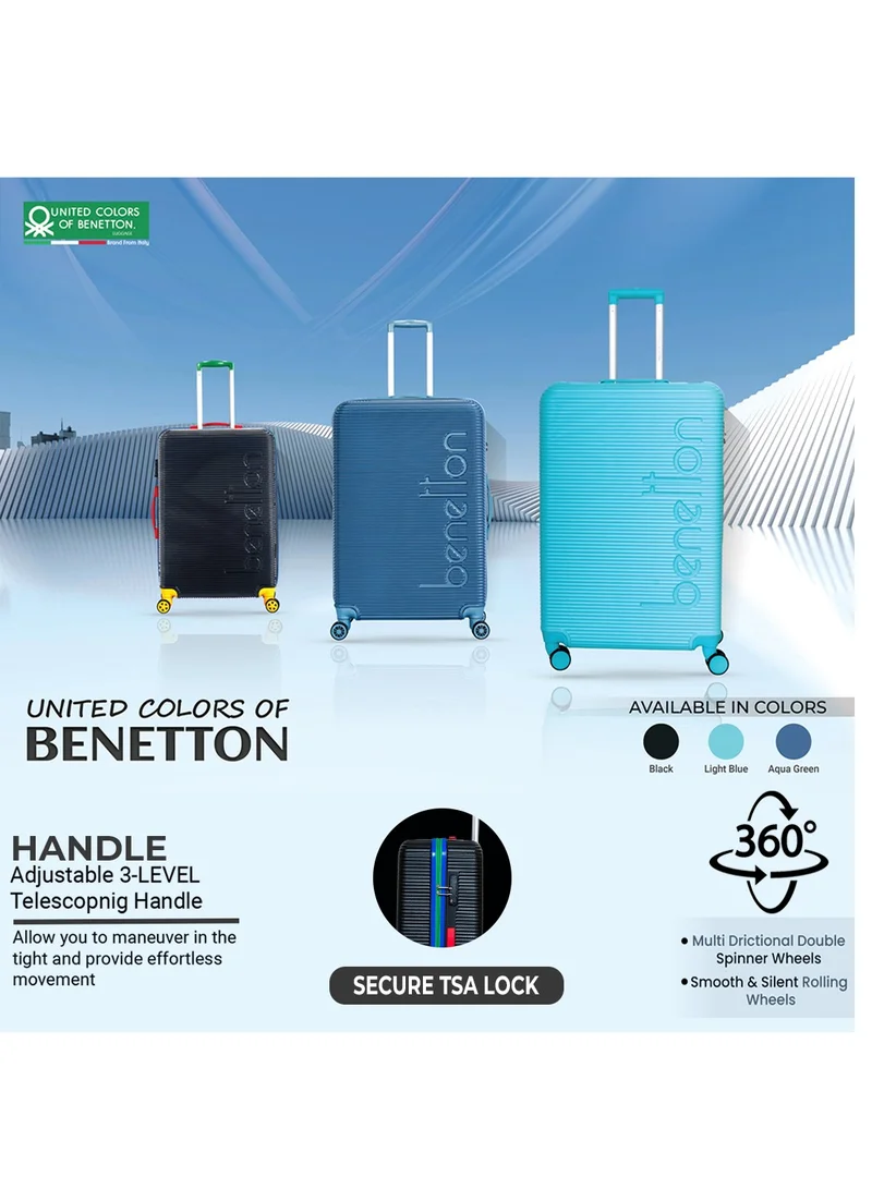 UNITED COLORS OF BENETTON BNTA-204 20Inch-Cabin Luggage with TSA Lock| Material- Acrylonitrile Butadiene Styrene| Adjustable Trolley Handle | Smooth Dual Wheels 360degree rotate| Aqua Green