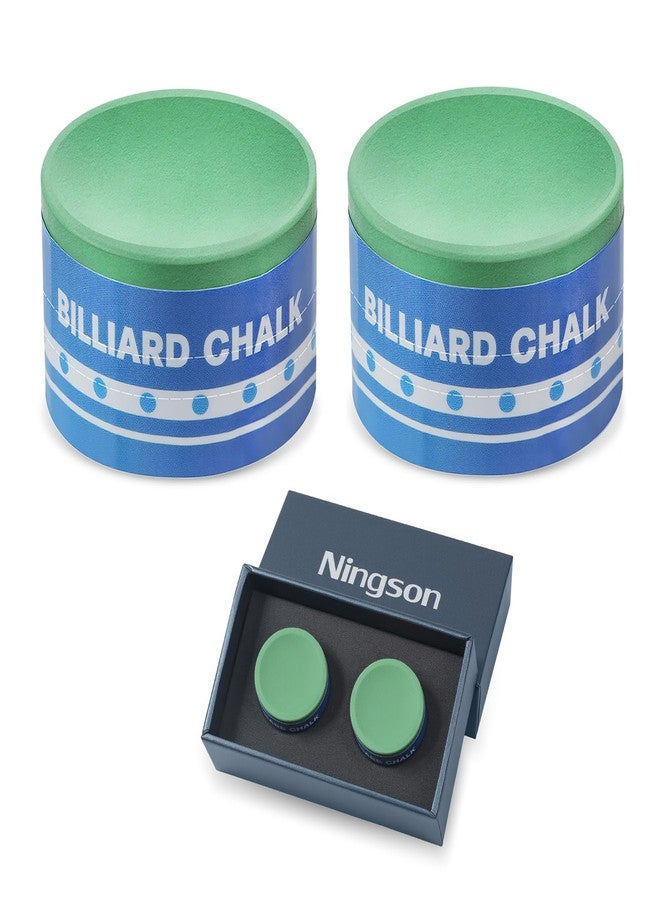 NINGSON Pool Cue Chalk 2 Pack, Premium Round Pool Stick Chalk Billiard Table Accessories for Professional Tournament, Clubs, Bars, Home (Outstanding Performance, Reduce Miscue, Durable)- Green - Image 1