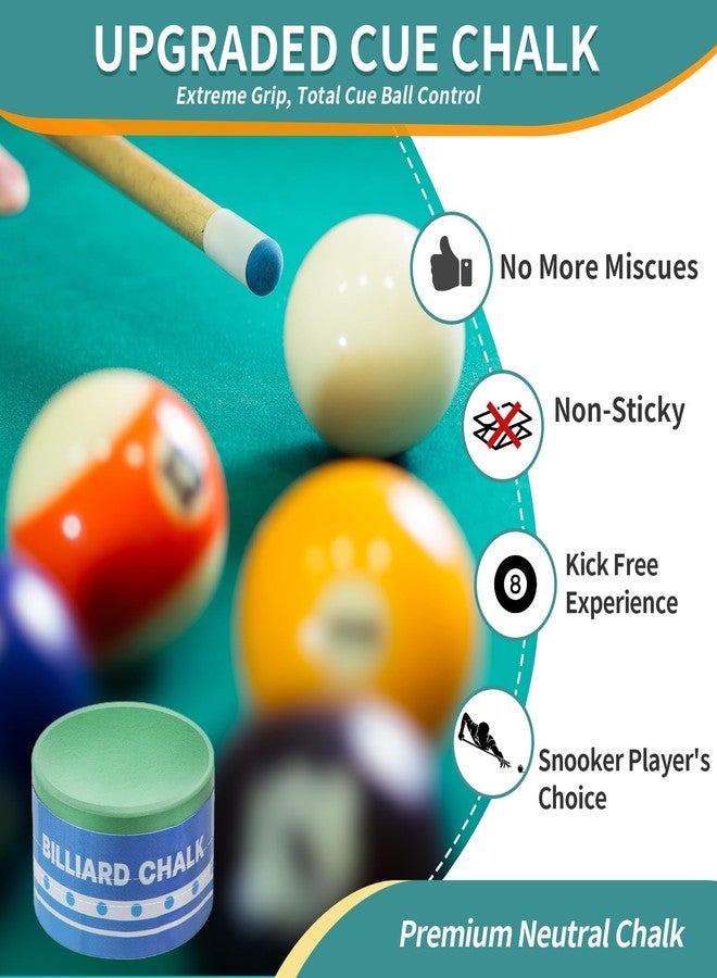 NINGSON Pool Cue Chalk 2 Pack, Premium Round Pool Stick Chalk Billiard Table Accessories for Professional Tournament, Clubs, Bars, Home (Outstanding Performance, Reduce Miscue, Durable)- Green - Image 3