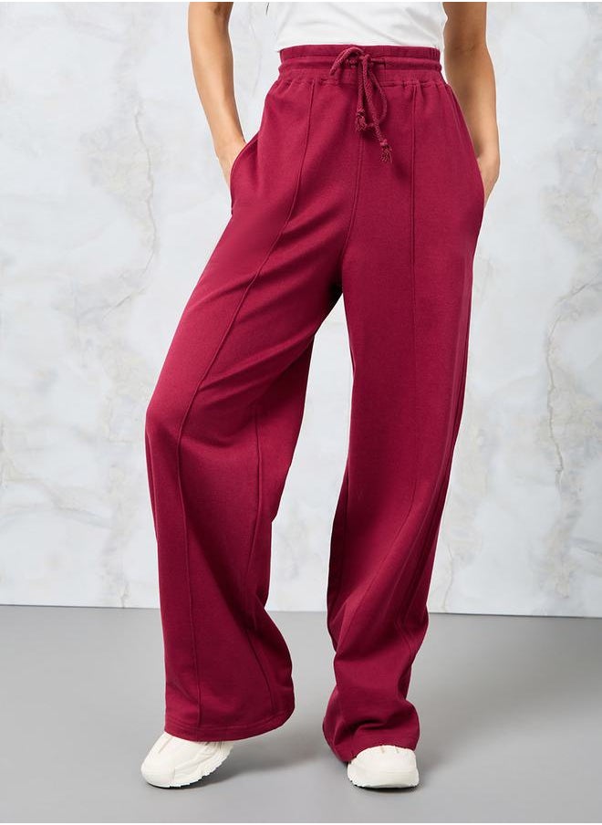 Styli - Cotton Wide Leg Jogger with Seam Detail - Image 1
