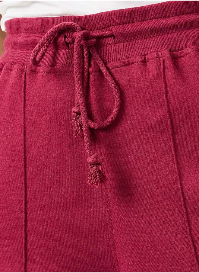 Styli - Cotton Wide Leg Jogger with Seam Detail - Image 1