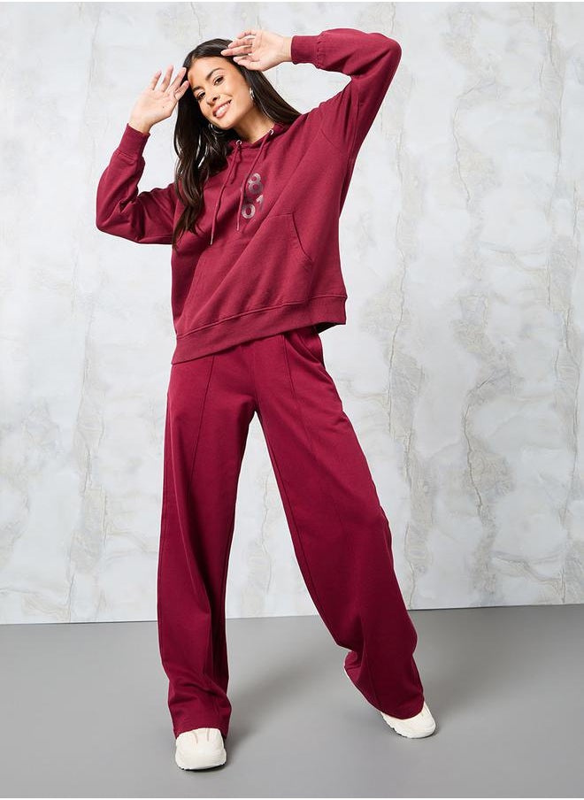 Styli - Cotton Wide Leg Jogger with Seam Detail - Image 1