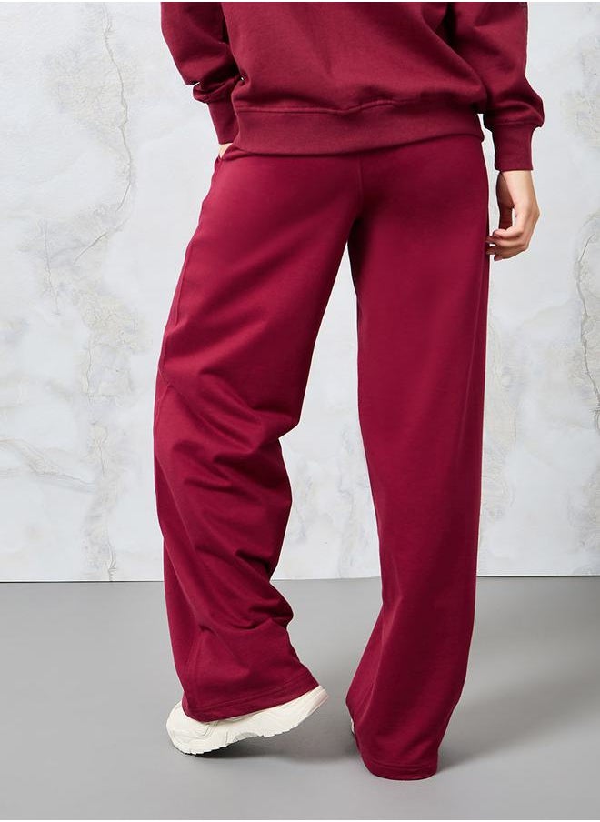 Styli - Cotton Wide Leg Jogger with Seam Detail - Image 1