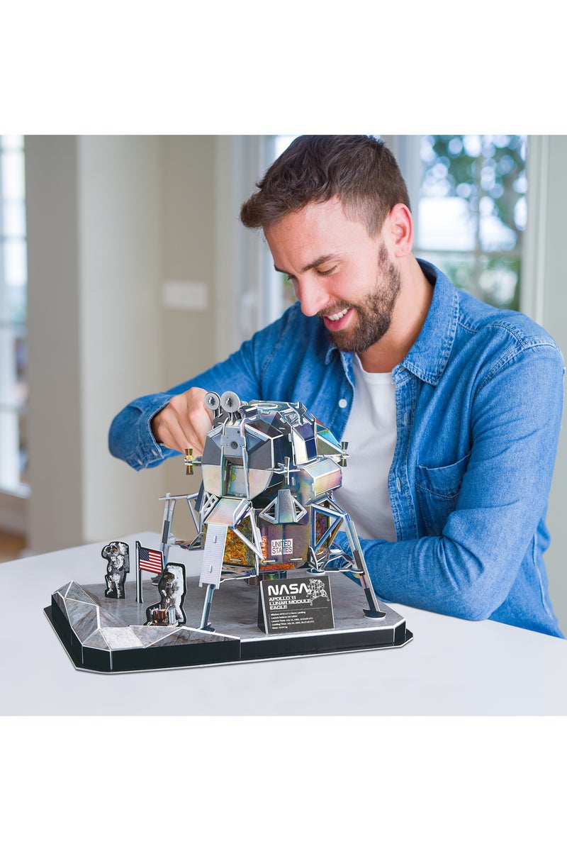 CubicFun 3D Puzzle NASA Apollo 11 {Lunar Module} Eagle 93-Pieces with Display Stand & Nameplate| Easy to Assemble | Display Puzzle | No-Glue or Scissors Needed! | Building Kit | Puzzle for Kids & Adults | Challenging Puzzle | Arts & Crafts | Perfect for Stress Reliever and Puzzle Lovers - Image 3