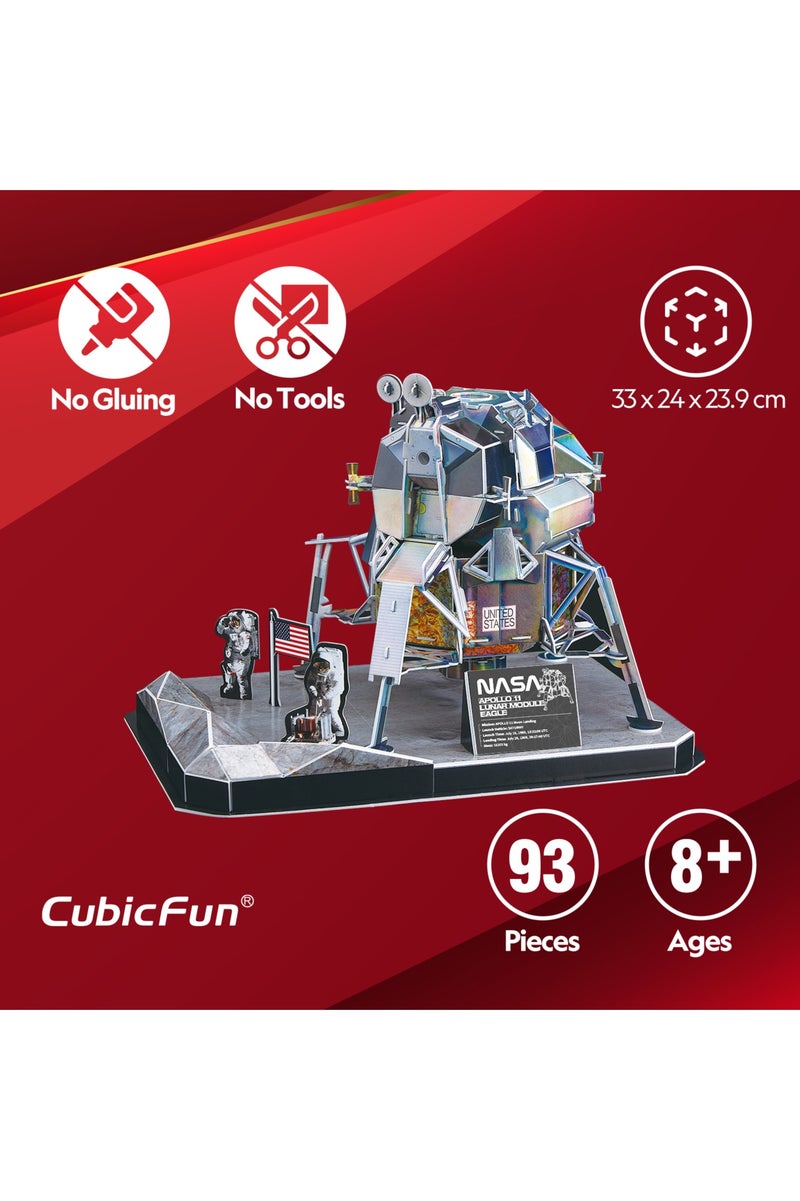 CubicFun 3D Puzzle NASA Apollo 11 {Lunar Module} Eagle 93-Pieces with Display Stand & Nameplate| Easy to Assemble | Display Puzzle | No-Glue or Scissors Needed! | Building Kit | Puzzle for Kids & Adults | Challenging Puzzle | Arts & Crafts | Perfect for Stress Reliever and Puzzle Lovers - Image 5