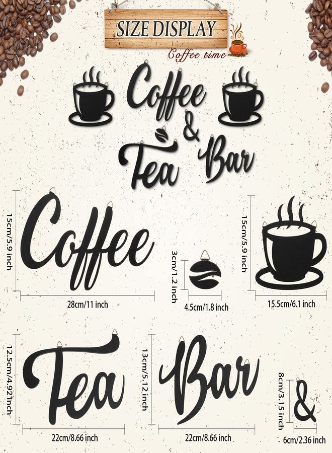 كويكاي لوحة خشبية ريفية لديكور جداري من 7 قطع من كويكاي، مزينة بحبوب قهوة وأكواب، مثالية لتزيين طاولة البار أو المنزل أو المكتب أو المطبخ. - Image 4