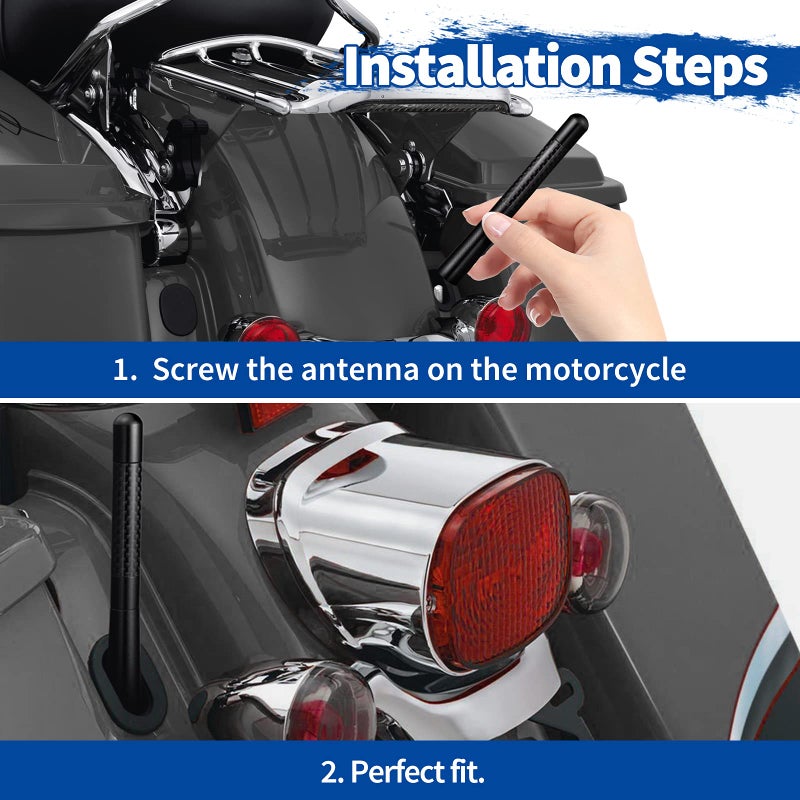 Bingfu Motorcycle Carbon Fiber Antenna Mast Replacement Compatible with 1989-2023 Road King Softail Touring Street Glide Road Glide Fat Boy Electra Glide Tour Ultra Classic - Image 4