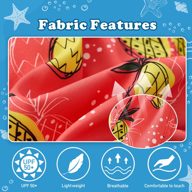 UMELOK Boys Swim Trunks Swimsuit Compression Liner Stretch Swim Shorts Boxer Brief 2 in 1 Quick Dry Swimming Trunks Beach Shorts Orange Pineapple 10/12 - Image 5