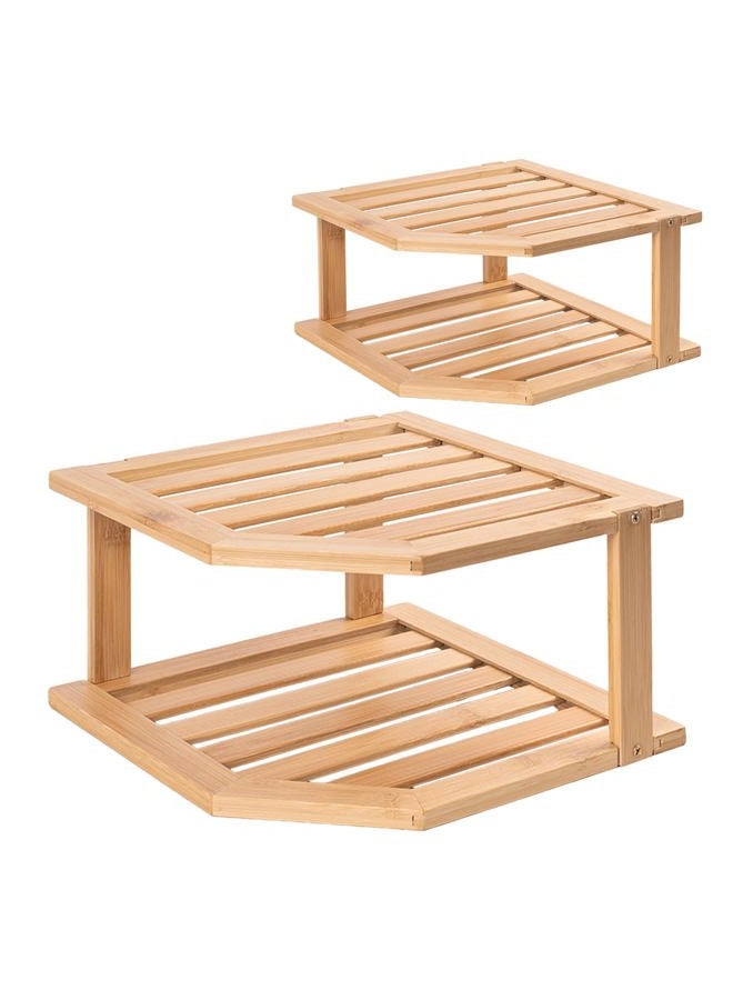 VERTORGAN Corner Shelf, Plate Organizer for Cabinet-Bamboo Corner Cabinet Shelf Organization-Suitable for Kitchen Bathroom Countertop（2pc） - Image 1