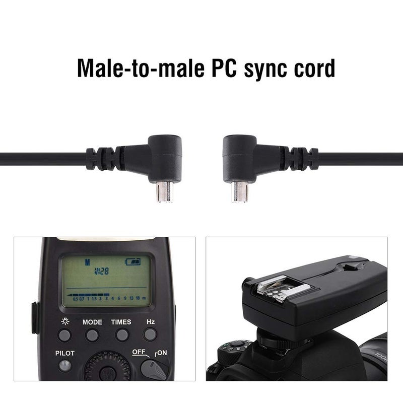 Pomya Camera Flashlight Cable, 30cm PC-PC Male to Male Flashlight Camera Connector Sync Cord - Image 3