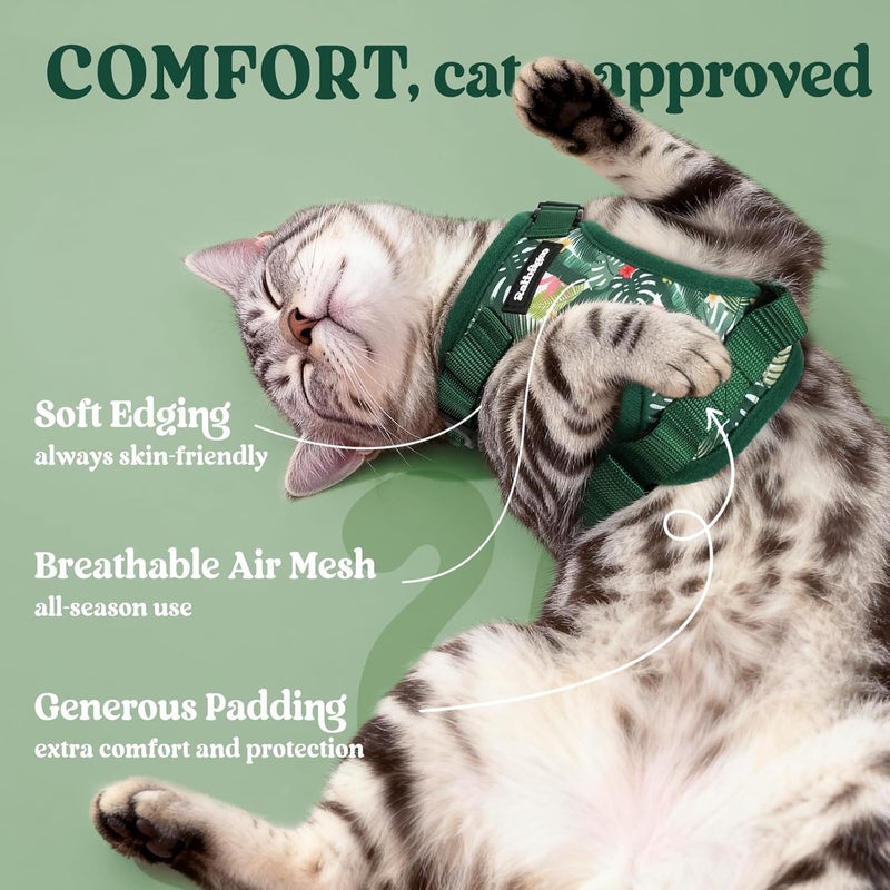 Rabbitgoo Escape Proof Cat Harness and Leash Set, S, Rainforest Green | 4-point Adjustable, Quick-snap Buckles, All-weather Mesh, Secure Leash Clip, Reflective Strips, for Average Adult Cats - Image 4
