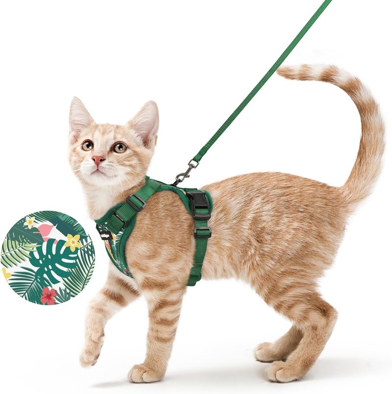 Rabbitgoo Escape Proof Cat Harness and Leash Set, S, Rainforest Green | 4-point Adjustable, Quick-snap Buckles, All-weather Mesh, Secure Leash Clip, Reflective Strips, for Average Adult Cats - Image 1