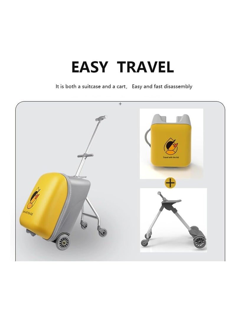 BLOOMING TIME Kids Luggage Carry-on Luggage 20inch Lazy Toddler Ride on Suitcase Travel Luggage Suitcase with Seat for Kids - Image 3