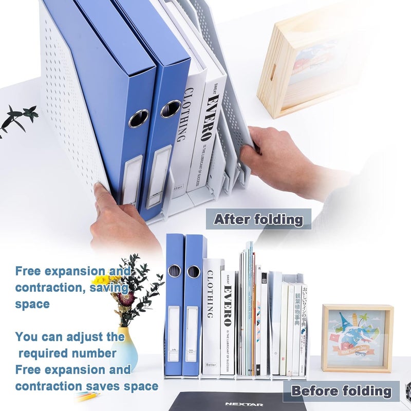 FRETONBA A4 Foldable Magazine File Holder with 4 Compartments, Desk Organiser for Office Organisation and Storage, Desk Organiser for School Office - Image 2