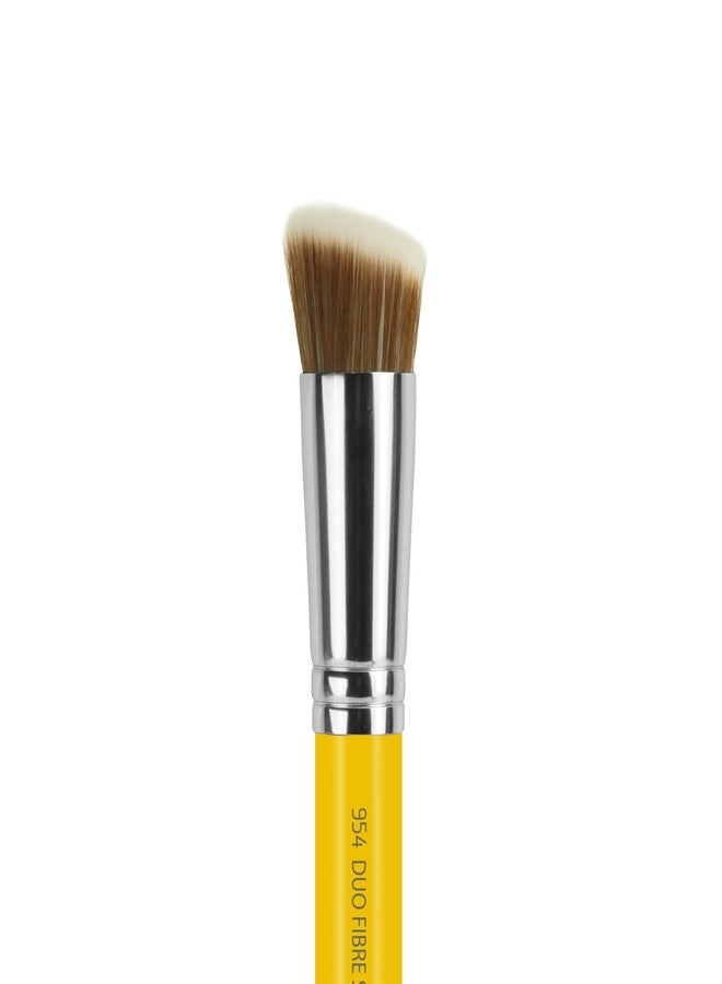 Bdellium Tools Professional Makeup Brush - Studio Series 954 Duo Fiber Slanted Kabuki - With Soft Synthetic Fibers, For Stippling, Buffing, and Blending (Yellow, 1pc) - Image 2