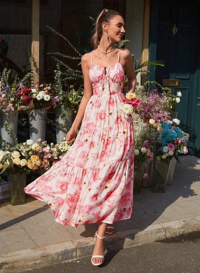 Take Two Take Two Floral Print Strappy Tiered Maxi Dress