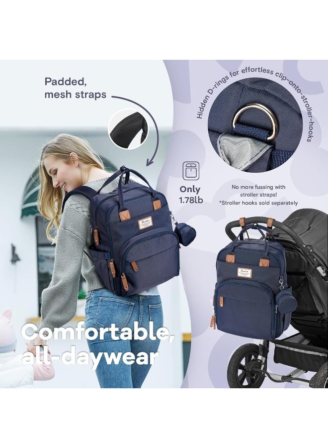 RUVALINO Diaper Bag Backpack, Multifunction Travel Back Pack Maternity Baby Changing Bags, Diaper Changing Totes, Waterproof and Stylish, Navy Blue - Image 3