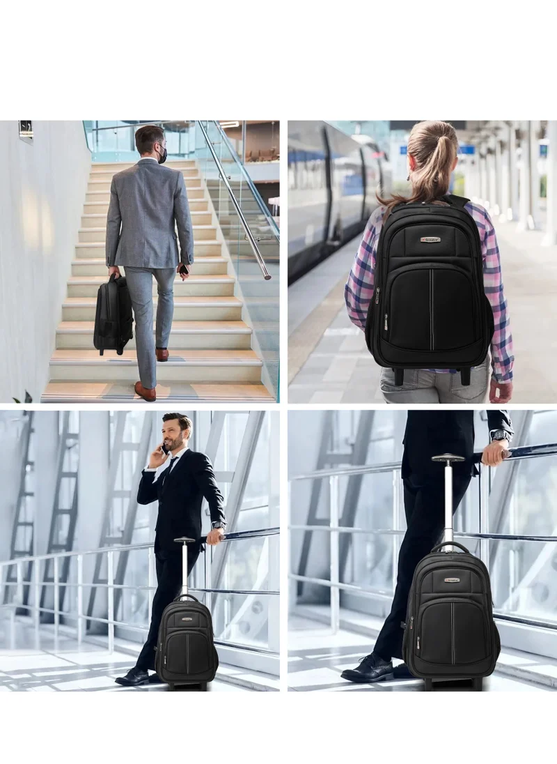 سيناتور Rolling Trolley Backpack Unisex Carryon Luggage 21 Inch Laptop Travel Suitcase Business Bag College Student KH8044 Black