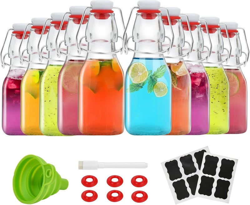 ZEBEIYU Swing Top Glass Bottles 4 oz With Flip Airtight Lids for Home Brewing, Beverages, Oil, Vinegar, Water, Soda, Kefir, Limoncello, Homemade liquor, vanilla（10 Pack - Image 1