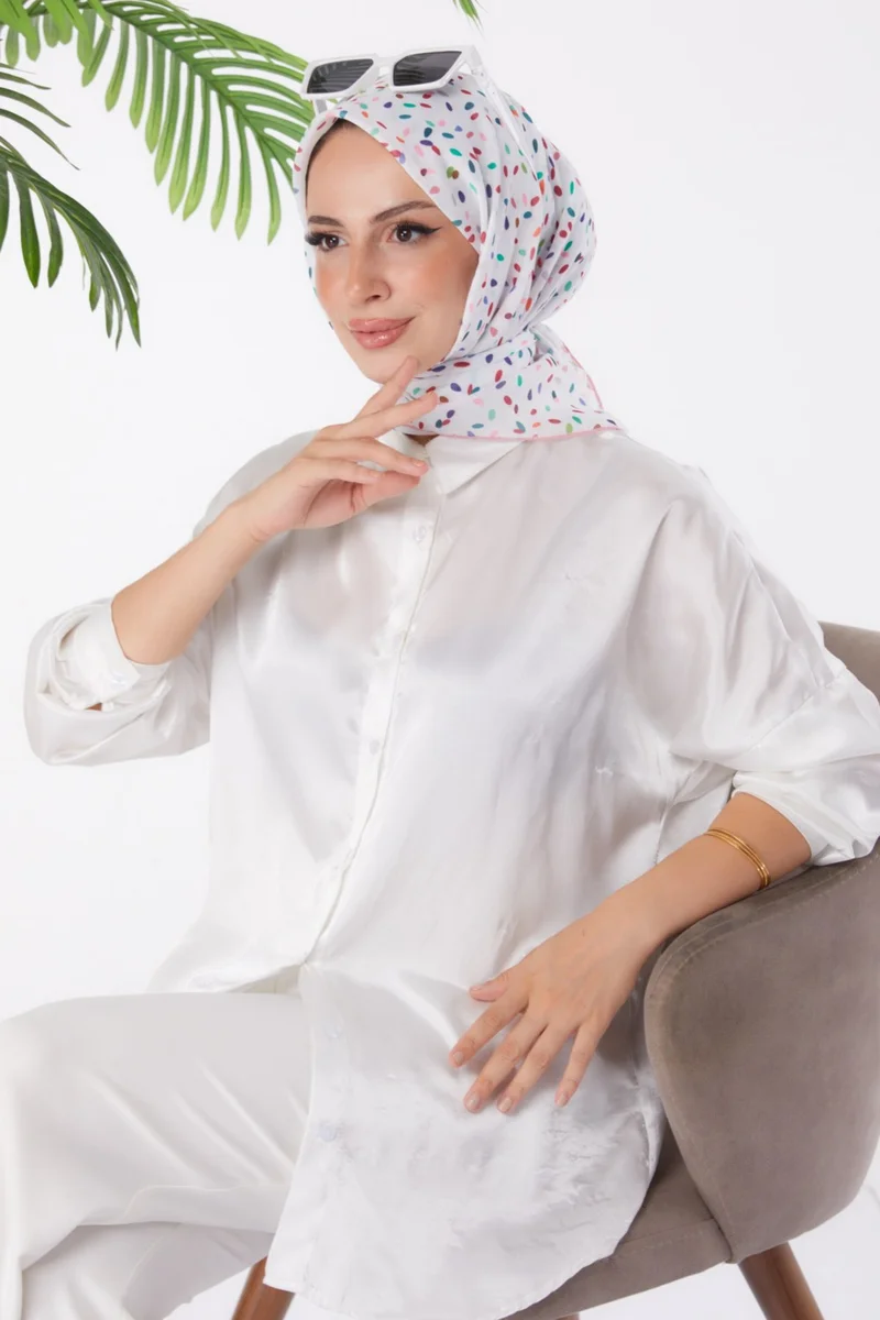 Tofisa Plain Medium Women's Pink Patterned Scarf - 25972