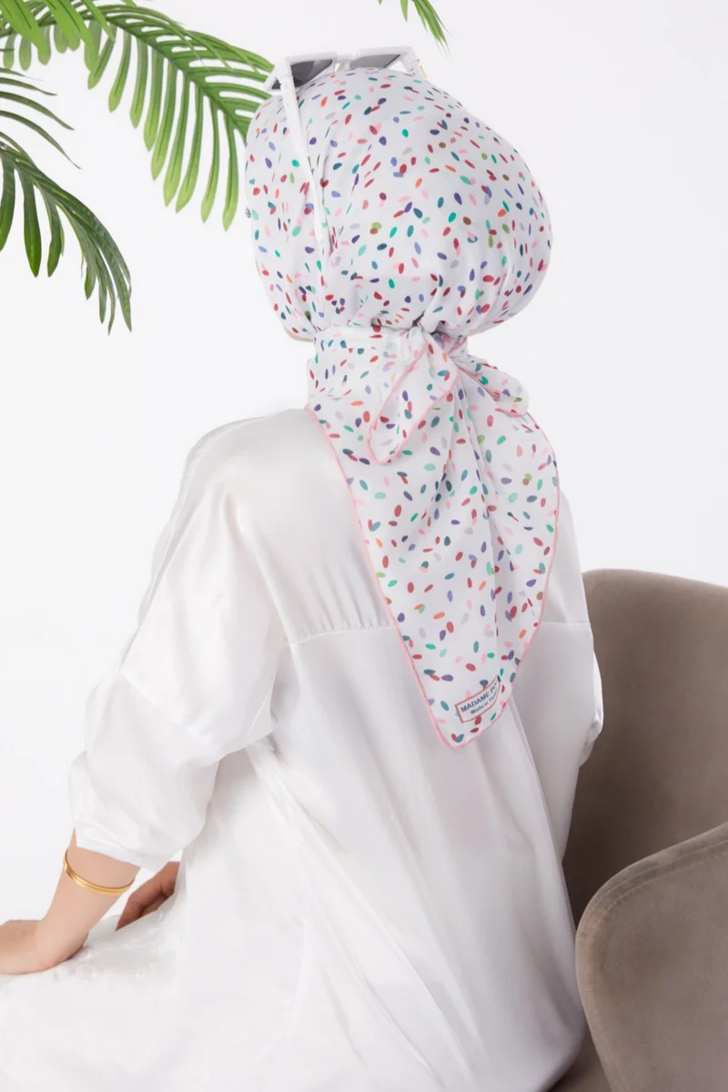 Tofisa Plain Medium Women's Pink Patterned Scarf - 25972