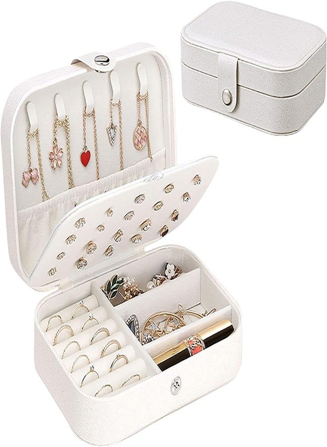 Funspark Jewelry Box Organizer, Double Layer PU Leather Small Jewelry Travel Case PU Leather Jewelry Storage Case for Rings Earrings Necklace Bracelets Jewelry for Girls Women (Black)… - Image 1