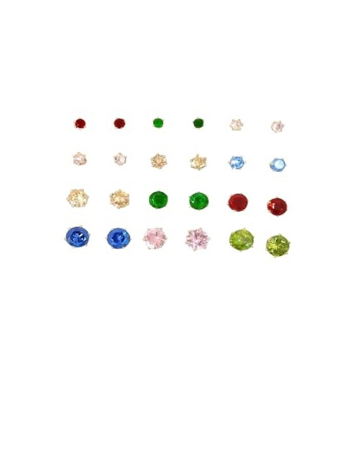 Shivarth AD Stone 12 Multicolor Stud Earrings For Women | Earrings Combo Set Latest Stylish Crystal Stones Earrings for Women and Girls - Image 1