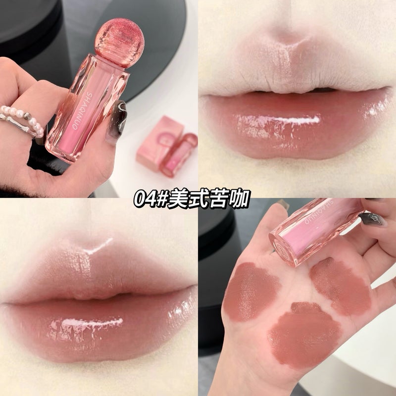 Shaqinuo Small Ice Hockey ~ Light Naked Transparent Lip Glaze Mirror Moisturizing Lip Gloss Student Plain White Lipstick - Image 1