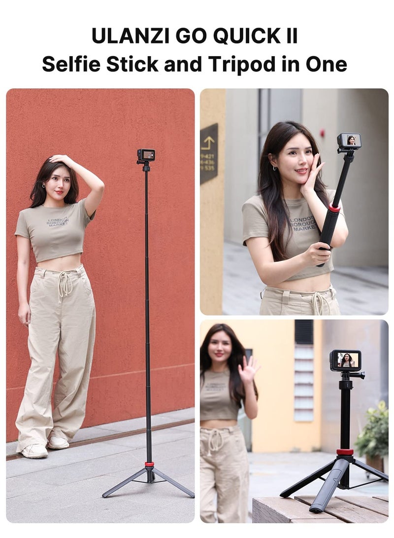 57in Selfie Stick Tripod for Action Cameras - ULANZI Go Quick II Extendable Tripod Stand Magnetic Suction Quick Release Vlog Accessories Handle for Action Cameras - view 3