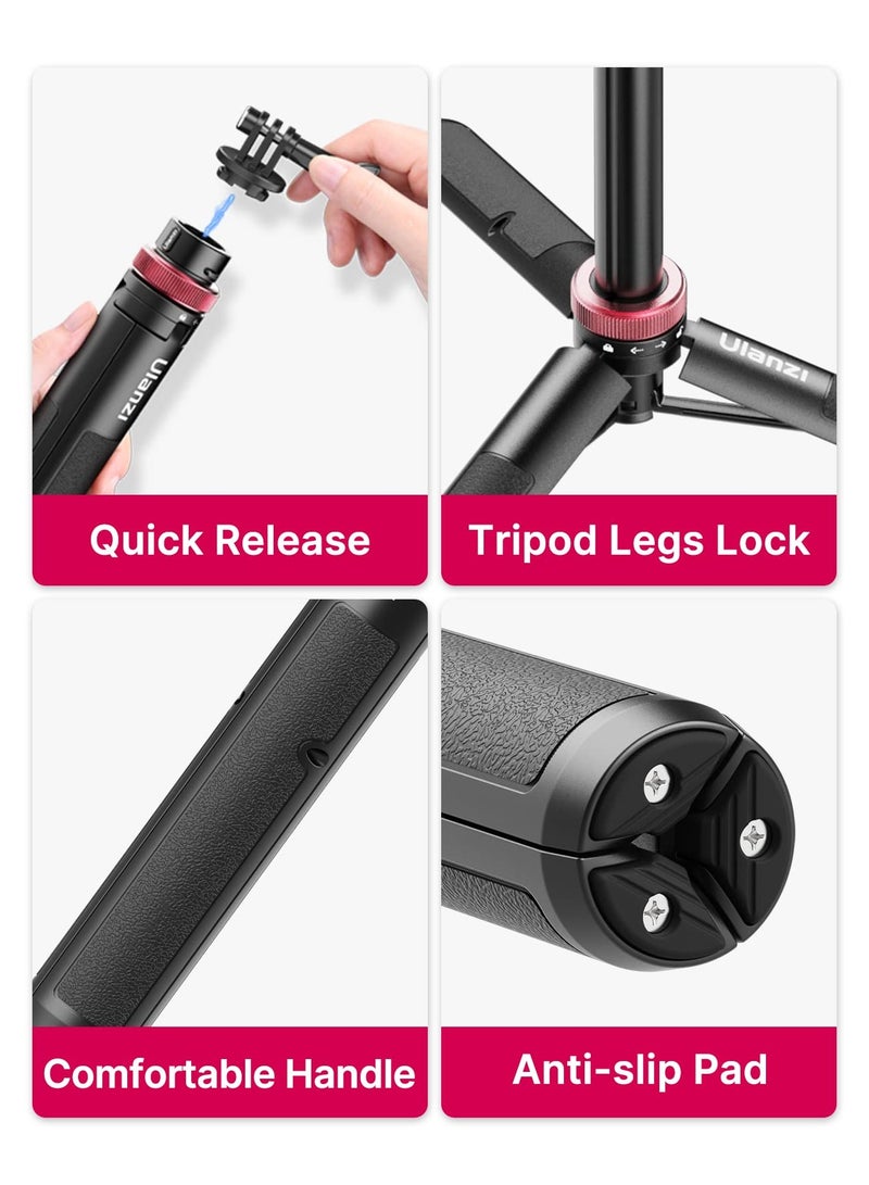 57in Selfie Stick Tripod for Action Cameras - ULANZI Go Quick II Extendable Tripod Stand Magnetic Suction Quick Release Vlog Accessories Handle for Action Cameras - view 5