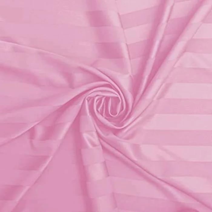 Bedshed 300 TC Glace Cotton Plain Stripe Single Bedsheet with 1 Pillow Cover for Home, Hotel, Guest Room (60 X 90) Inch Baby Pink Pack 1 - Image 3