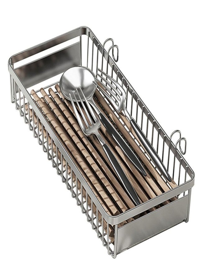 MINGFANITY Sturdy 304 Stainless Steel Utensil Drying Rack Basket, Utensil Drying Rack, Basket Holder with Hooks, Rust Proof, No Drilling - Image 1