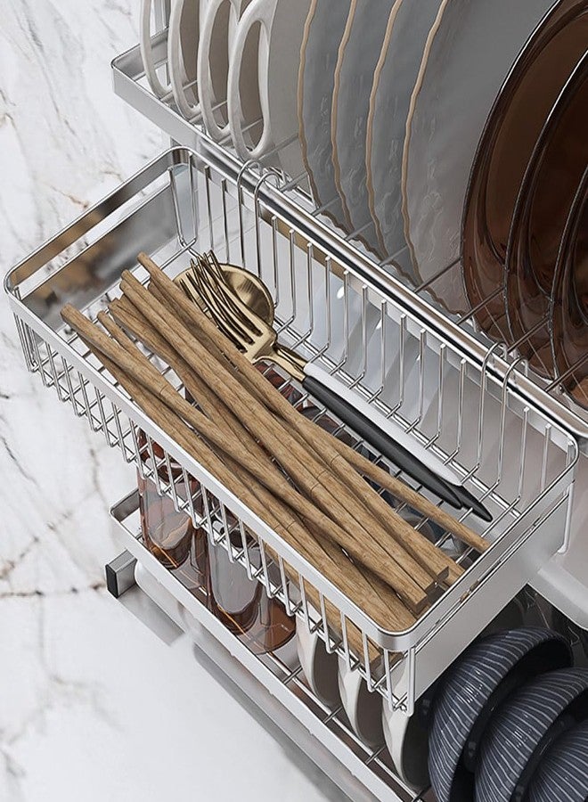 MINGFANITY Sturdy 304 Stainless Steel Utensil Drying Rack Basket, Utensil Drying Rack, Basket Holder with Hooks, Rust Proof, No Drilling - Image 5
