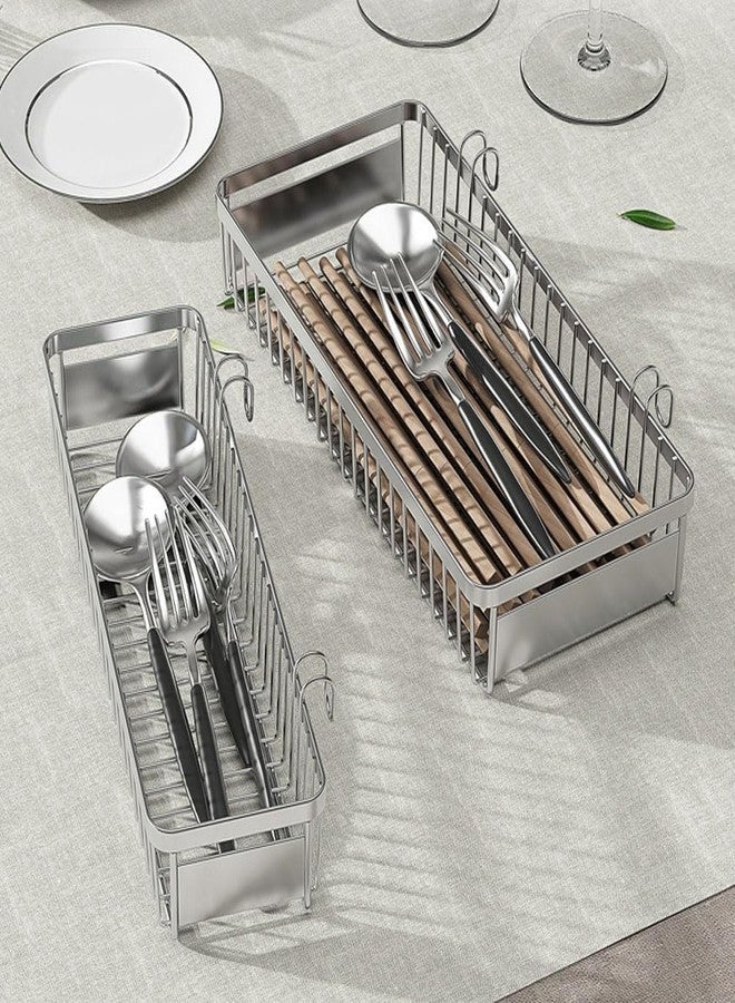 MINGFANITY Sturdy 304 Stainless Steel Utensil Drying Rack Basket, Utensil Drying Rack, Basket Holder with Hooks, Rust Proof, No Drilling - Image 3