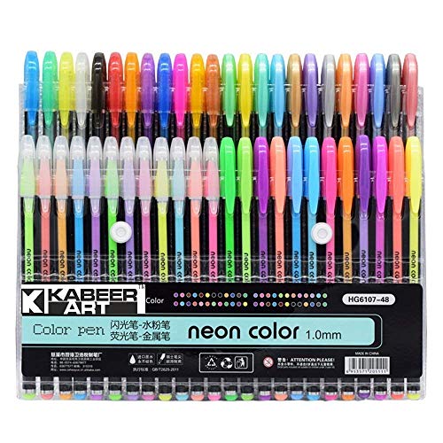 KABEER ART 48 Pc Color gel pens,Glitter, Metallic, Neon pens Set Good gift For Coloring,Sketching,Painting, Drawing - Image 1