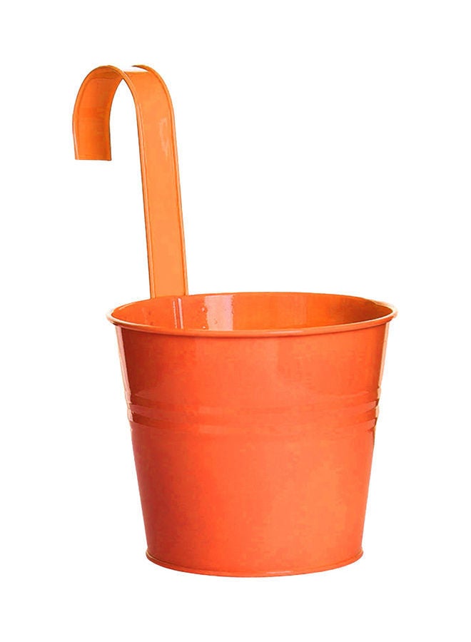 NIBEMINENT Natural Style Metal Hanging Flower Bucket Orange