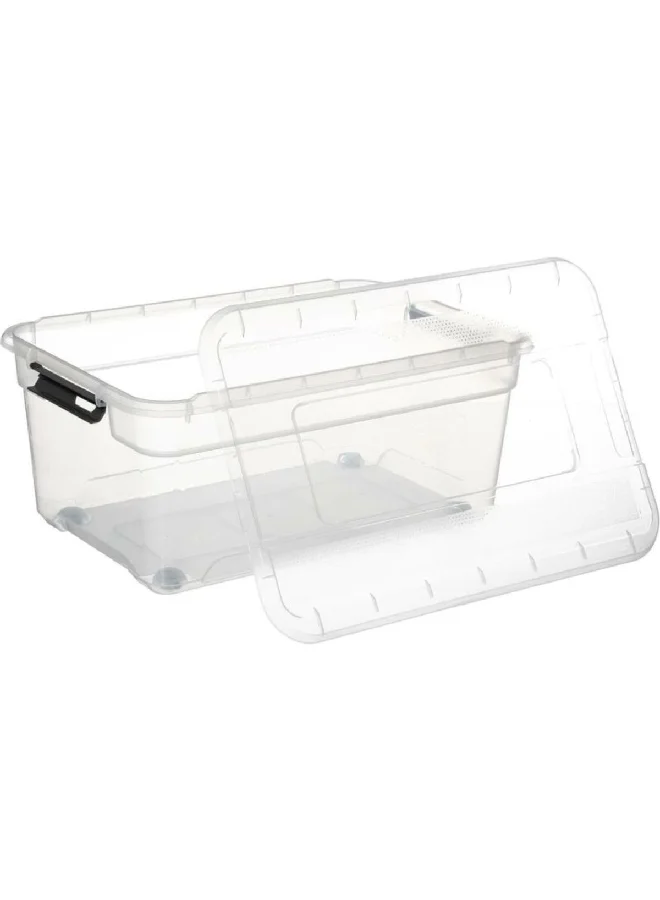 Five Simply Smart Multi Purpose Compact Durable Storage Box with Lid Clear 40 L 173649