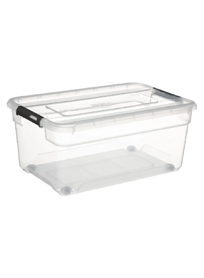 Five Simply Smart Multi Purpose Compact Durable Storage Box with Lid Clear 40 L 173649