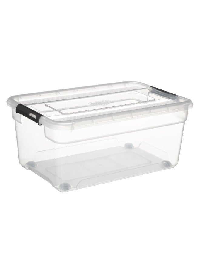 Five Simply Smart Multi Purpose Compact Durable Storage Box with Lid Clear 40 L 173649 - Image 1