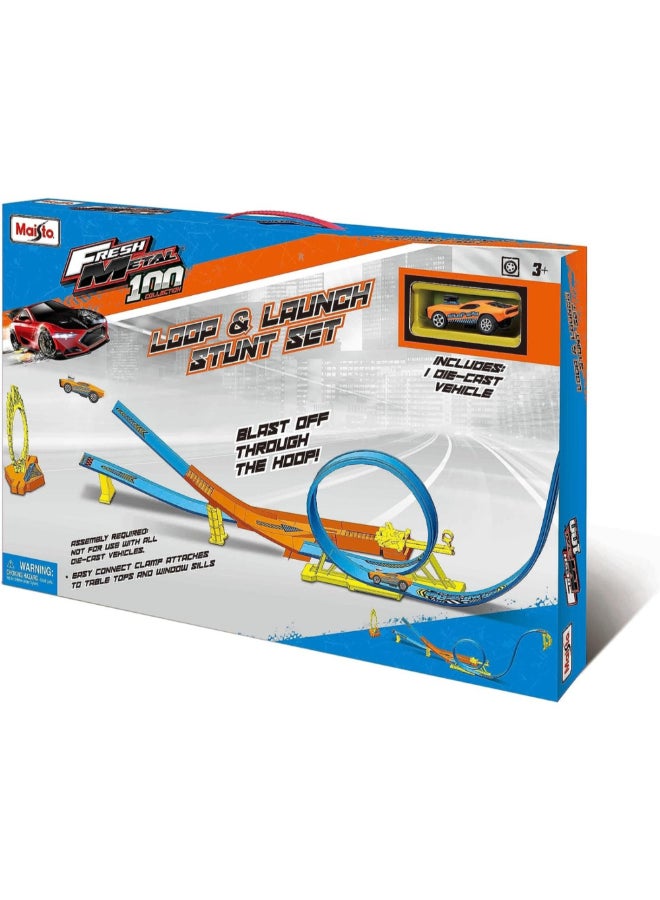 Maisto Fresh Metal 100 Loop and Launch Stunt Set Multicolor 33.02 x 5.08 x 50.8 cm MDC12552  - Image 1