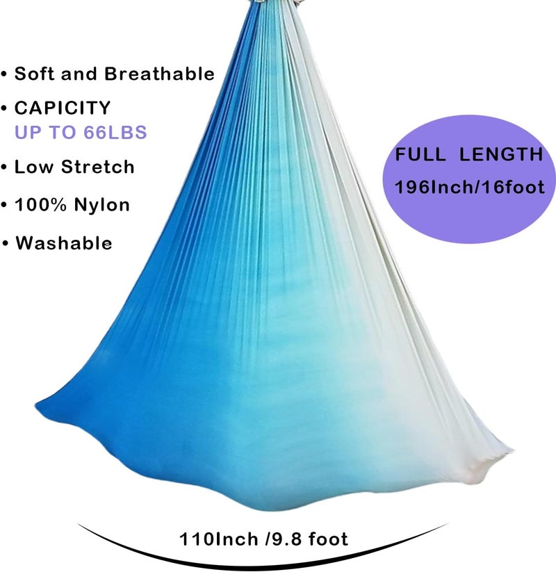 Flife Aerial Yoga Hammock kit- Yoga Swing Multicolor 5 yards-Flying Yoga Include Daisy Chain,Carabiner and Pose Guide - Image 3