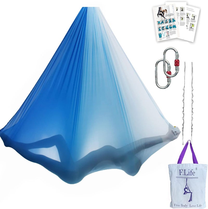 Flife Aerial Yoga Hammock kit- Yoga Swing Multicolor 5 yards-Flying Yoga Include Daisy Chain,Carabiner and Pose Guide - Image 1